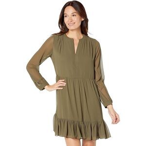 Vince Camuto Plus Size Long-Sleeve Split-Neck Dress NEW